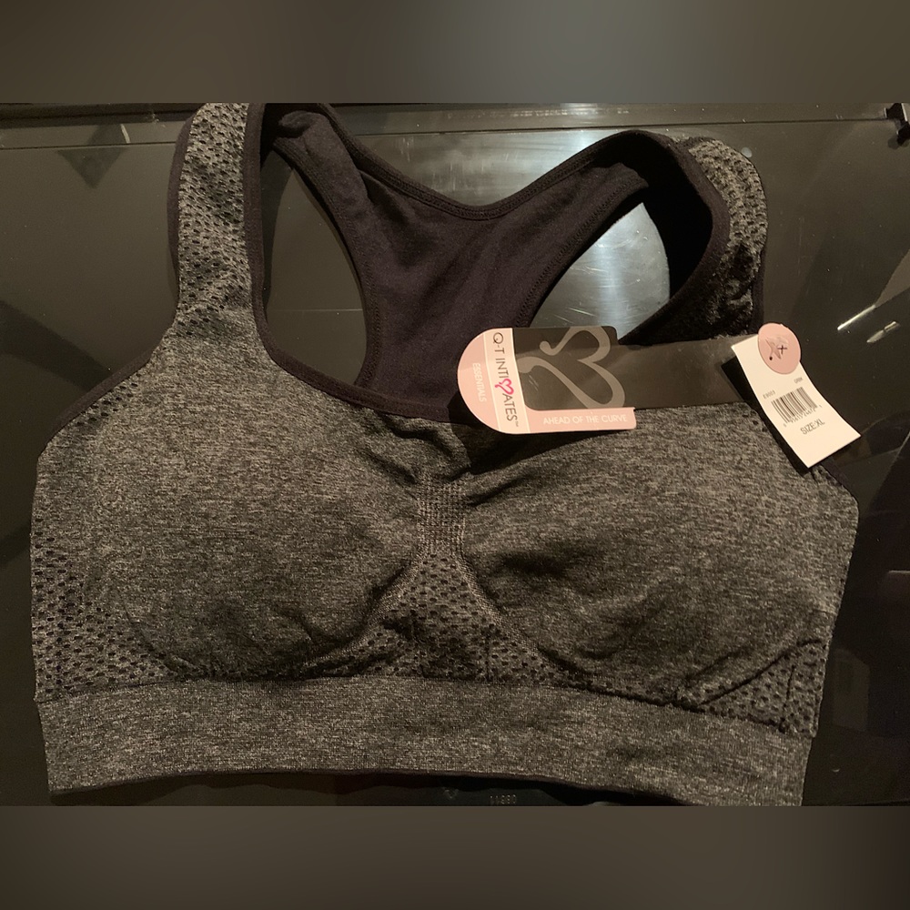 QT Intimates “Danica” Sport Bra Gray/Black Size XL Style E9003